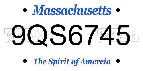 9QS6745 Massachusetts License Plate