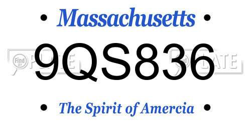 9QS836 Massachusetts License Plate