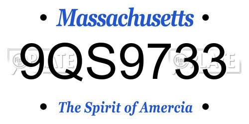 9QS9733 Massachusetts License Plate