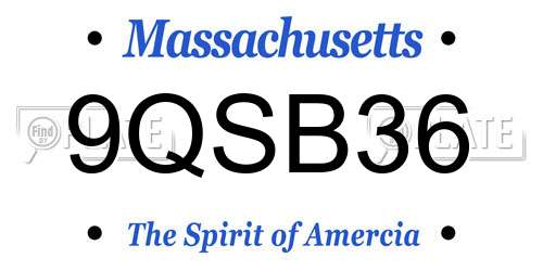 9QSB36 Massachusetts License Plate