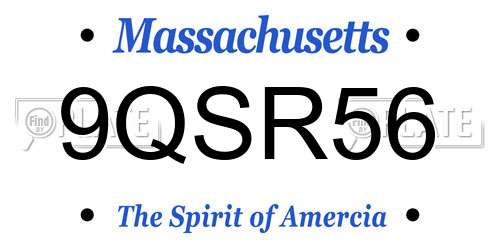 9QSR56 Massachusetts License Plate