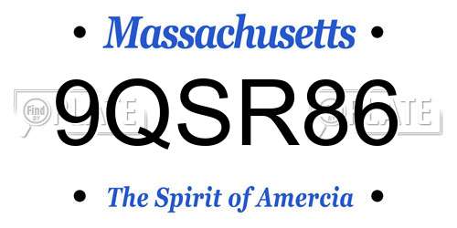 9QSR86 Massachusetts License Plate