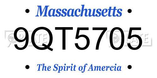 9QT5705 Massachusetts License Plate