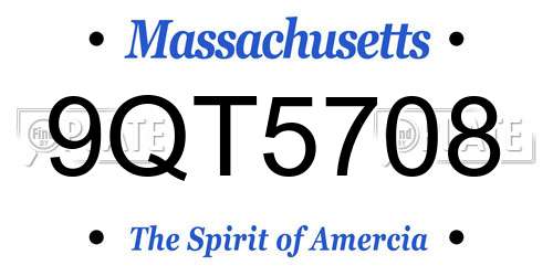 9QT5708 Massachusetts License Plate