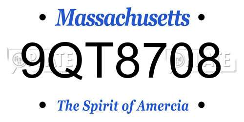 9QT8708 Massachusetts License Plate