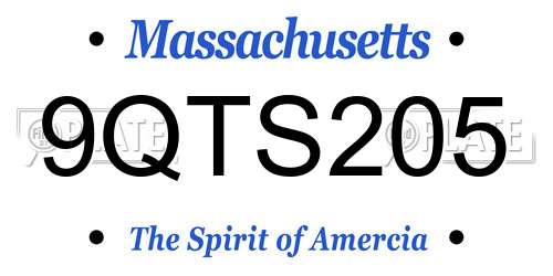 9QTS205 Massachusetts License Plate