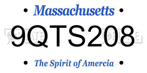 9QTS208 Massachusetts License Plate