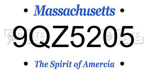 9QZ5205 Massachusetts License Plate