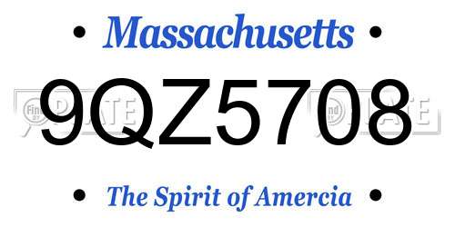9QZ5708 Massachusetts License Plate