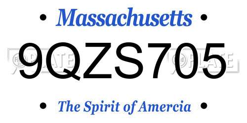 9QZS705 Massachusetts License Plate