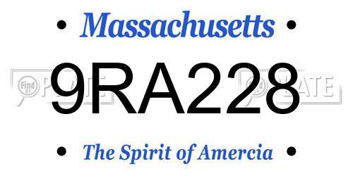 9RA228 Massachusetts License Plate