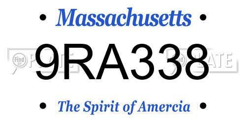 9RA338 Massachusetts License Plate