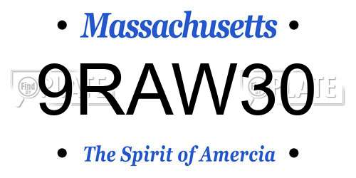 9RAW30 Massachusetts License Plate