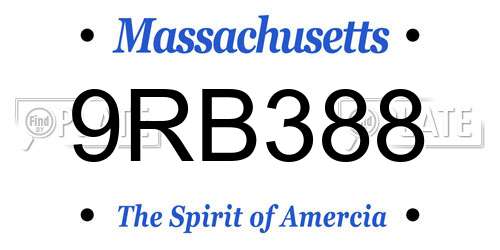 9RB388 Massachusetts License Plate