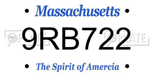 9RB722 Massachusetts License Plate