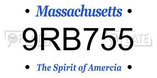 9RB755 Massachusetts License Plate