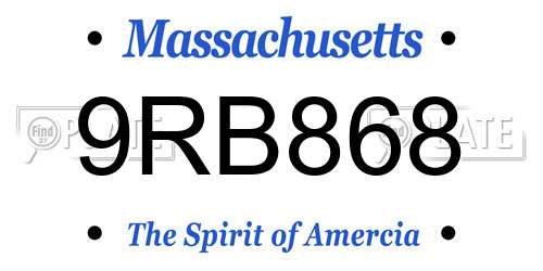 9RB868 Massachusetts License Plate