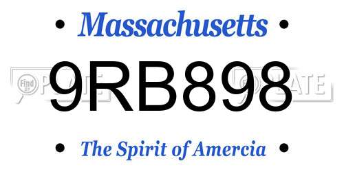 9RB898 Massachusetts License Plate