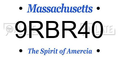 9RBR40 Massachusetts License Plate