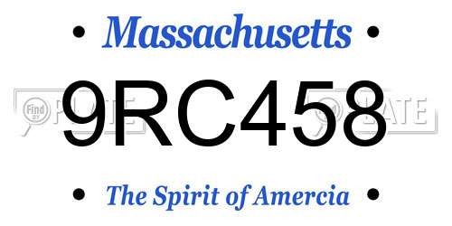 9RC458 Massachusetts License Plate