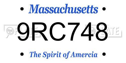 9RC748 Massachusetts License Plate