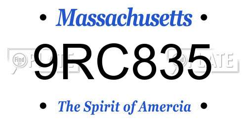 9RC835 Massachusetts License Plate