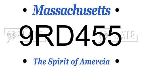 9RD455 Massachusetts License Plate