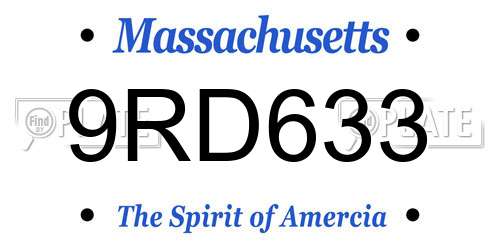 9RD633 Massachusetts License Plate