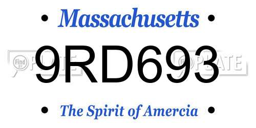 9RD693 Massachusetts License Plate