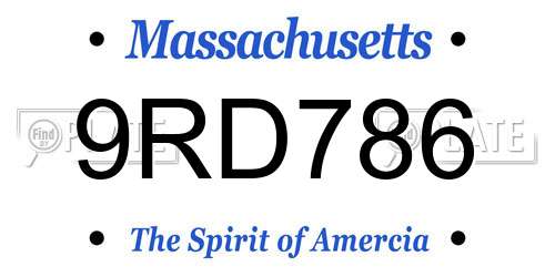 9RD786 Massachusetts License Plate