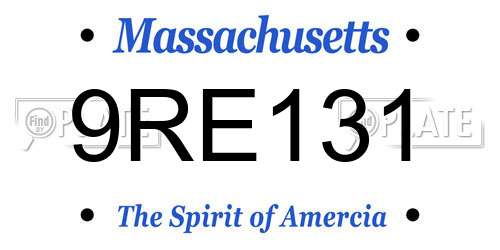 9RE131 Massachusetts License Plate