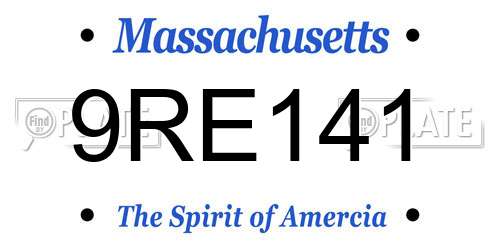 9RE141 Massachusetts License Plate