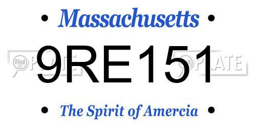 9RE151 Massachusetts License Plate