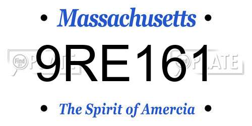 9RE161 Massachusetts License Plate