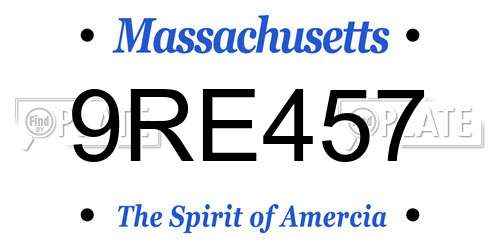 9RE457 Massachusetts License Plate