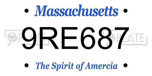9RE687 Massachusetts License Plate