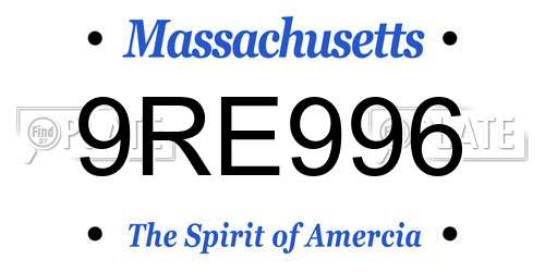 9RE996 Massachusetts License Plate