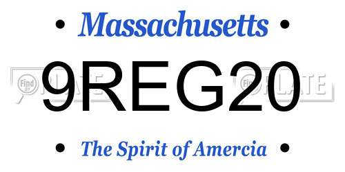 9REG20 Massachusetts License Plate