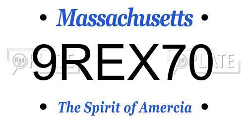 9REX70 Massachusetts License Plate