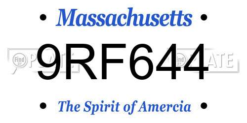 9RF644 Massachusetts License Plate