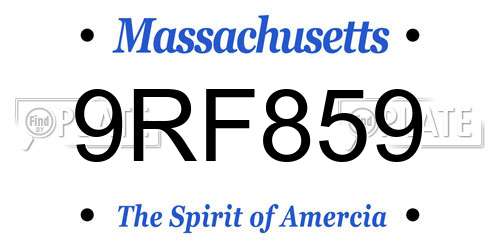 9RF859 Massachusetts License Plate