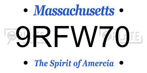 9RFW70 Massachusetts License Plate