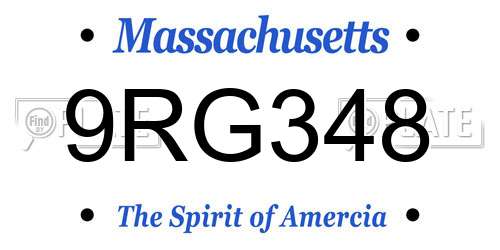 9RG348 Massachusetts License Plate