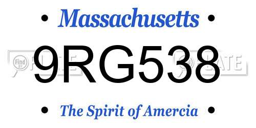 9RG538 Massachusetts License Plate