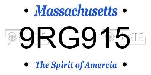 9RG915 Massachusetts License Plate