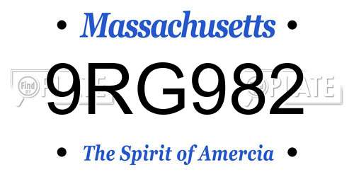 9RG982 Massachusetts License Plate