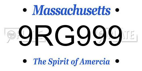 9RG999 Massachusetts License Plate