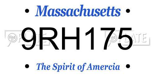 9RH175 Massachusetts License Plate