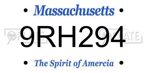 9RH294 Massachusetts License Plate