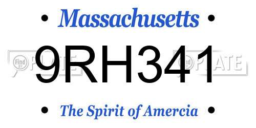 9RH341 Massachusetts License Plate